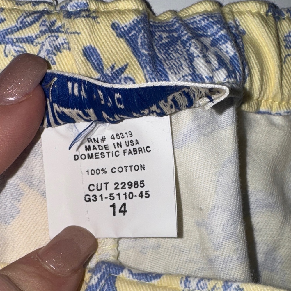 Beautiful Vintage Blue‎ and Yellow Toile Print Women's Trousers 100% Cotton! - Picture 3 of 5